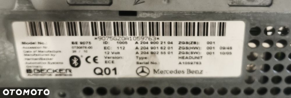 MERCEDES C-KLASA W204 10r RADIO RADIOODTWARZACZ A2049002104 - 2