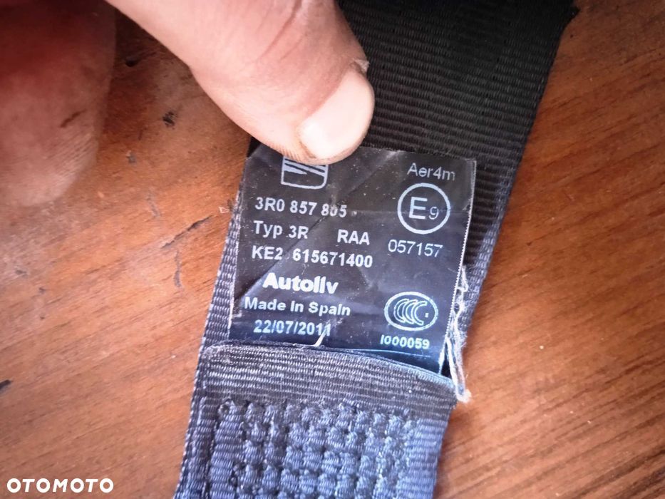 Pas bezpieczeństwa przód lewy prawy tył Seat Exeo 3r1857706, 3r1857705, 3r0857805, - 5