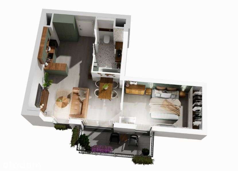 2 - pokojowe mieszkanie, widok na zielone patio