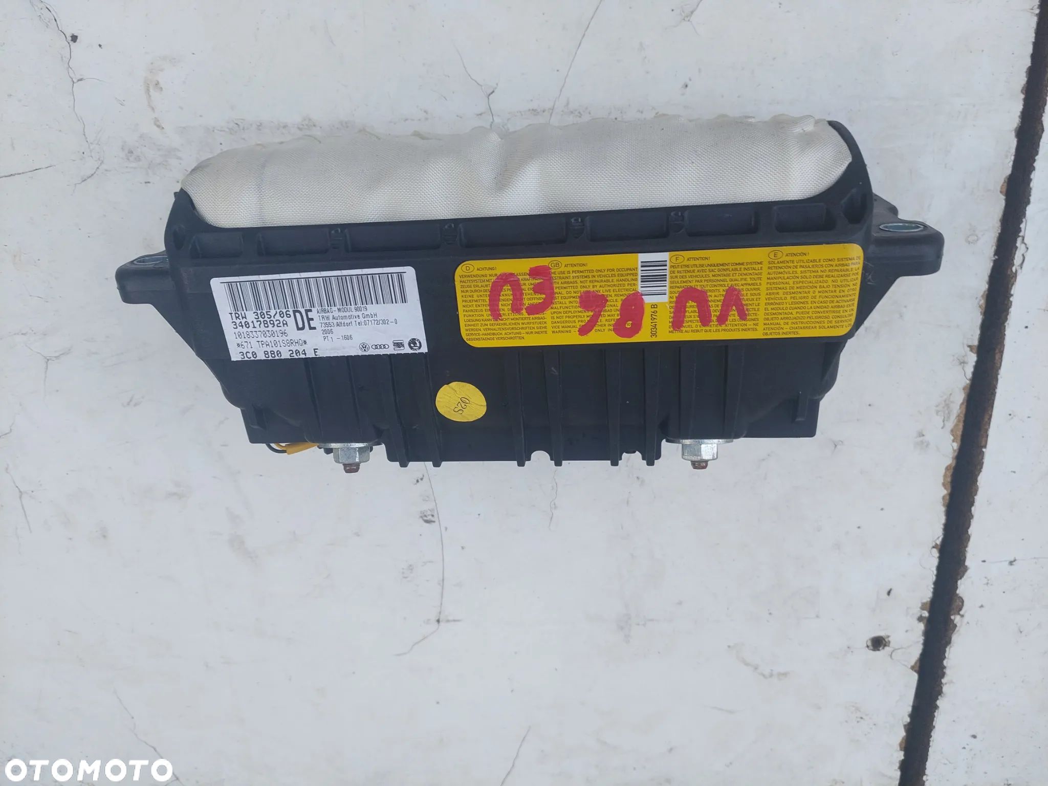 PODUSZKA AIRBAG PASAŻERA VW PASSAT B6 CC ORYGINAŁ 3c0880204 e - 1