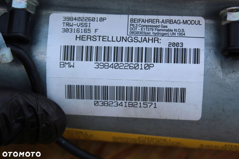 Poduszka pasażera BMW e53 x5 AIRBAG 39840226010P - 3