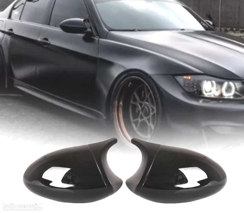 CAPAS ESPELHOS RETROVISORES BMW E81 E82 E87 E88 E90 E91 E92 E93 LOOK M3 PRETO BRILHANTE - 1