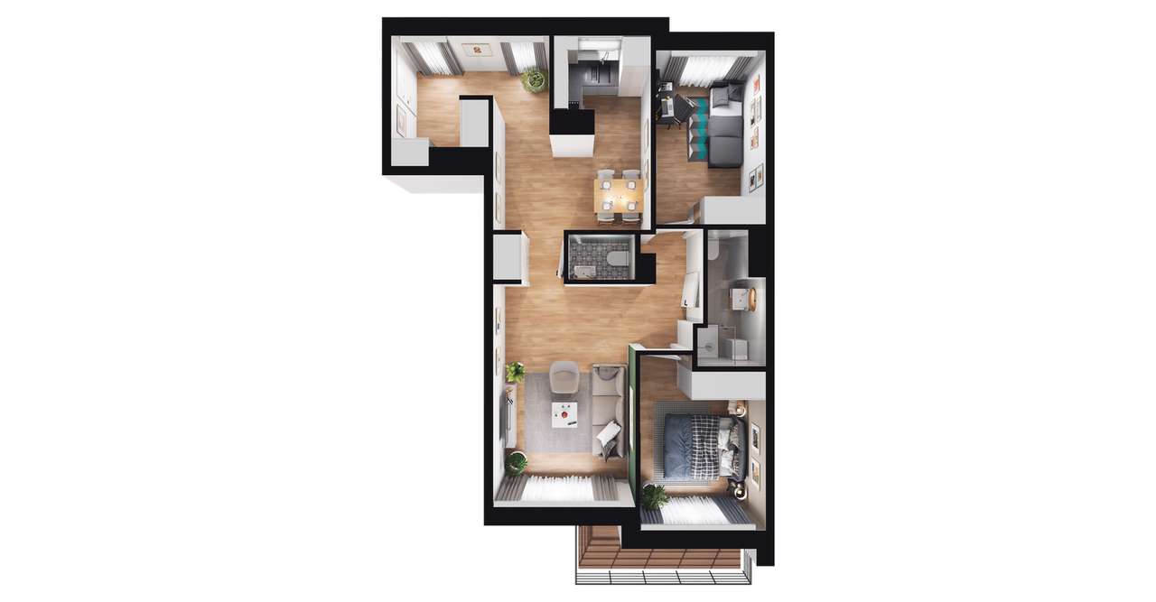 3-pokojowe mieszkanie 60m2 + balkon Bezpośrednio - Pełny obrazek: 5/16