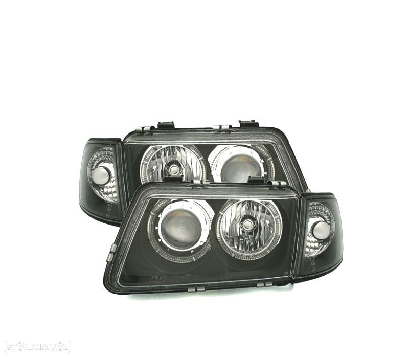 FARÓIS ANGEL EYES AUDI A3 8L 96-00 FUNDO PRETO - 1