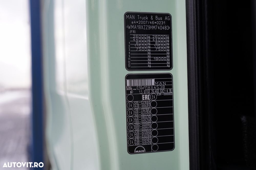 MAN TGX 26.460 / REMORCA TANDEM / 120 M3 / I-PARK COOL / PUNTE RIDICATĂ / PUNTE DIRECȚIE / + REMORCA FRUEHAUF / PUNTE SAF - 34