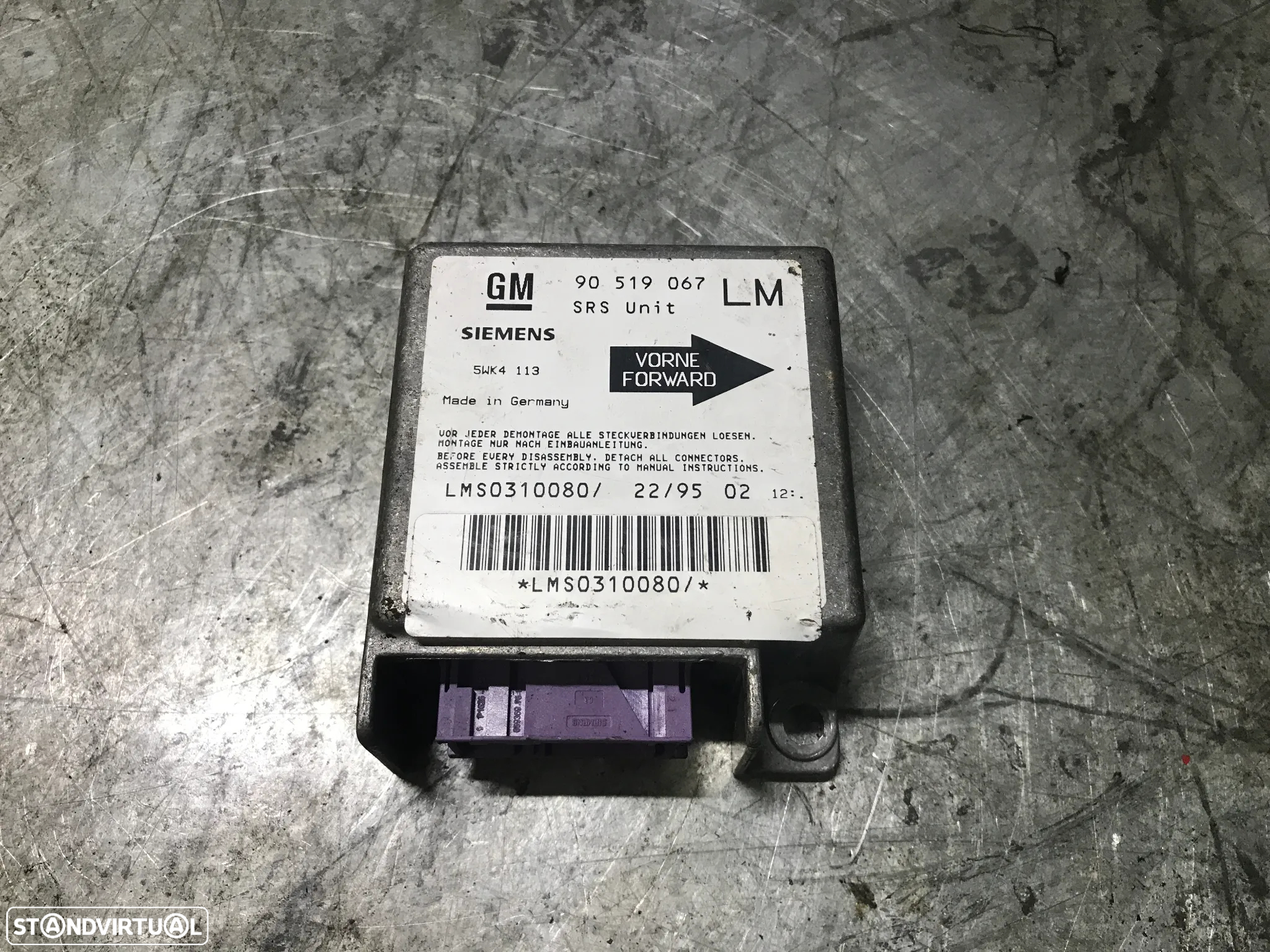 CENTRALINA DO AIRBAG OPEL ASTRA F 90519067 - 2
