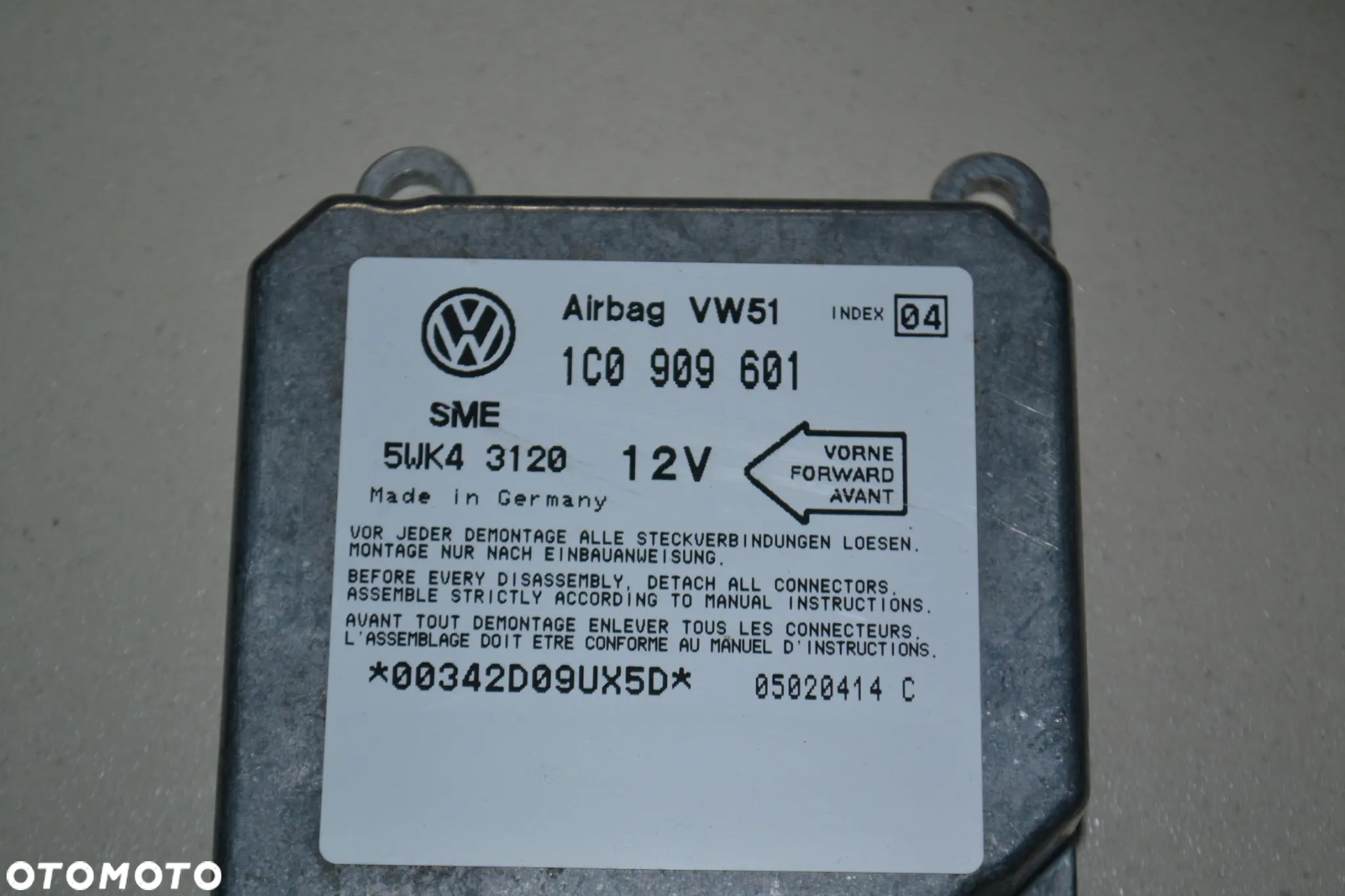 VW SEAT SKODA SENSOR PODUSZEK POWIETRZNYCH AIRBAG 1C0909601 - 2