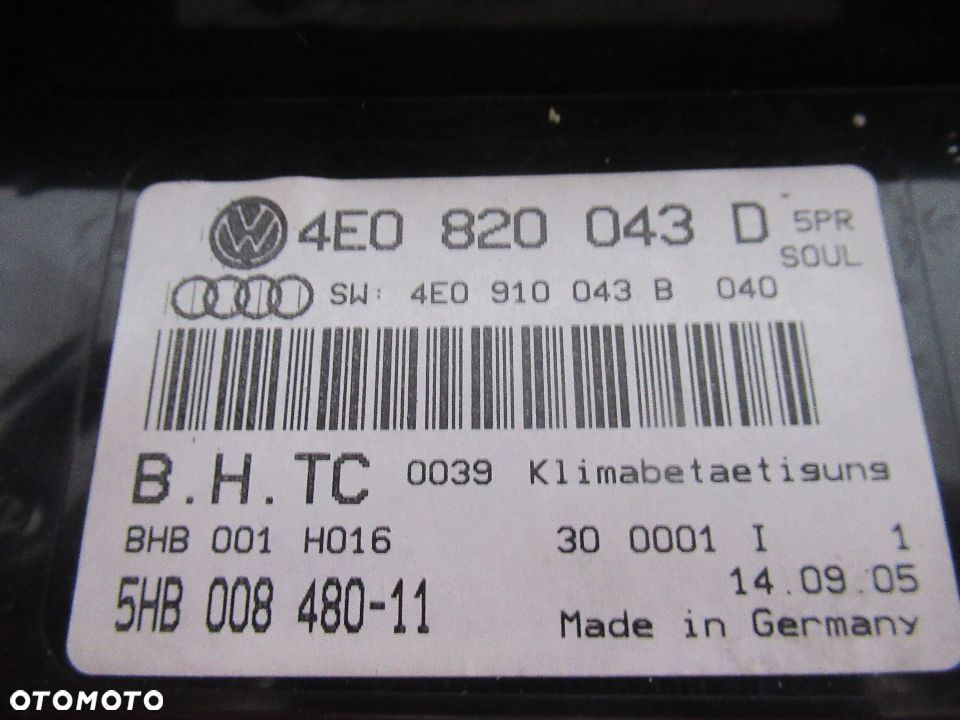 Panel Klimatyzacji 4E0820043D Audi A8 D3 - 1