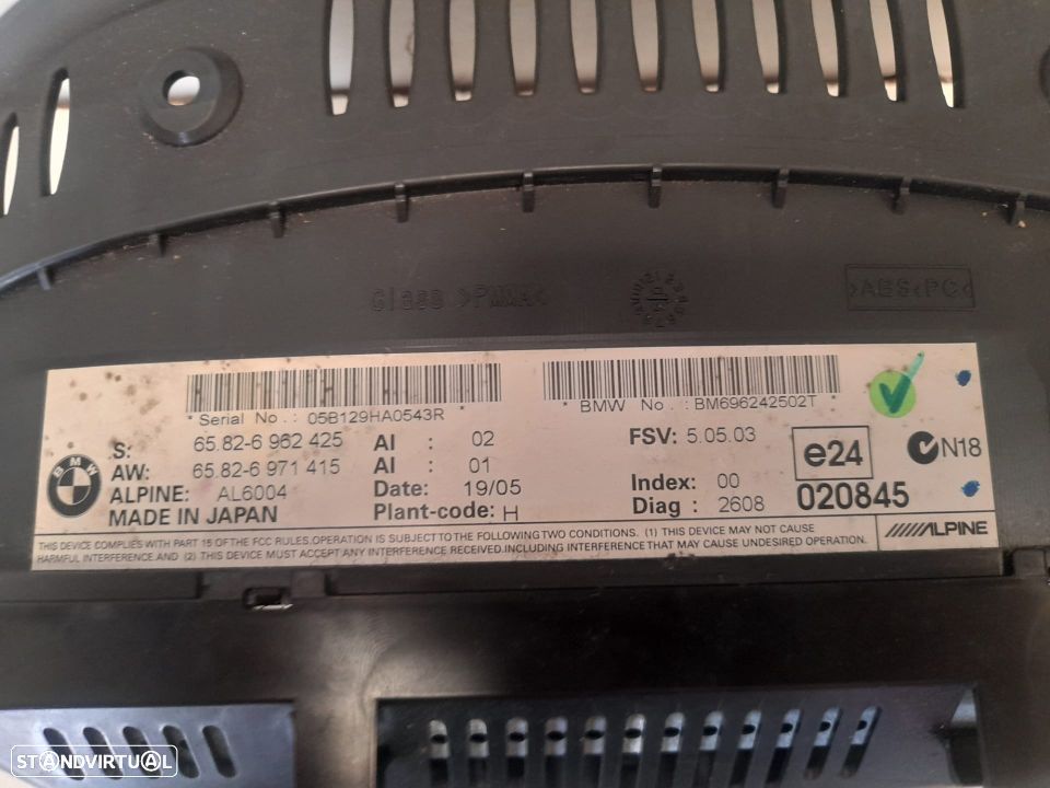 DISPLAY CENTRAL BMW SERIE 5 E60 SEDAN 65826962425 6962425 E61 TOURING TABLIER CONSOLA PAINEL INSTRUMENTOS CONTROLO MULTIFUNÇÕES - 5