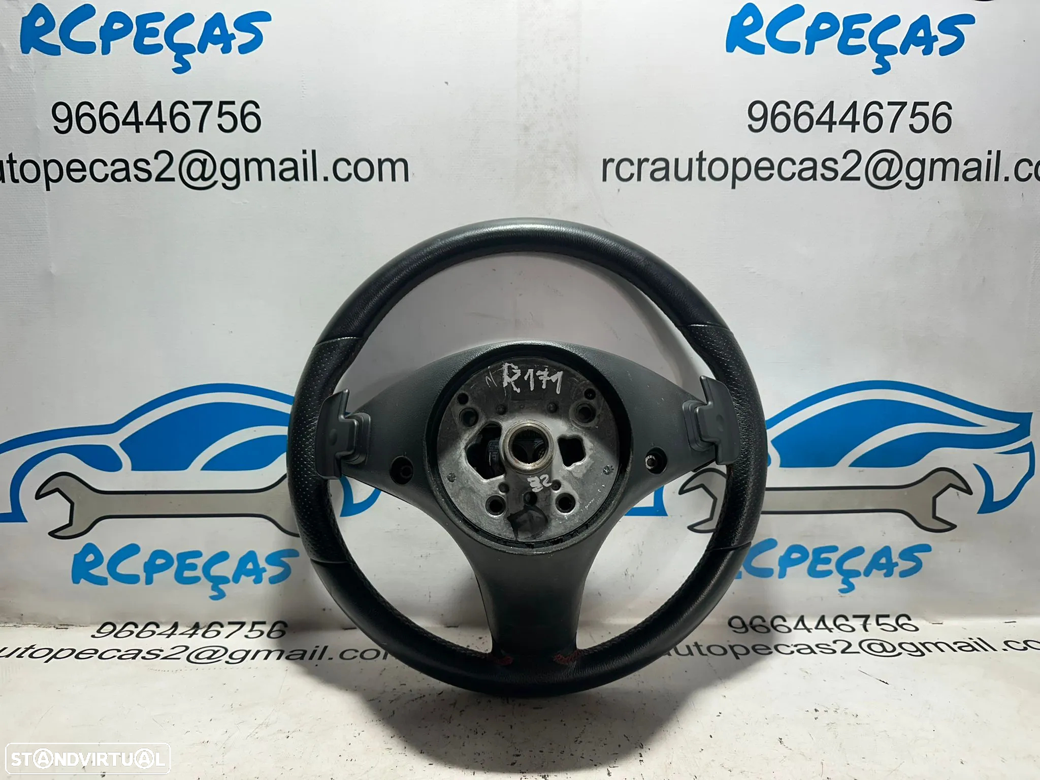 .Volante Airbag Pele Perfurada Comandos Multifunções Patilhas Bordado Vermelho AMG Mercedes-Benz Classe SLK R171 2003 - 2011 - 5