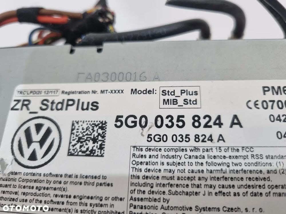 VW GOLF VII PASSAT B8 RADIO NAWIGACJA CZYTNIK KART SD WYŚWIETLACZ 5G0035824A 5G0919605 - 5