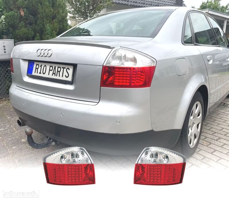 FAROLINS TRASEIROS LED AUDI A4 B6 00-04 VERMELHO BRANCO - 1
