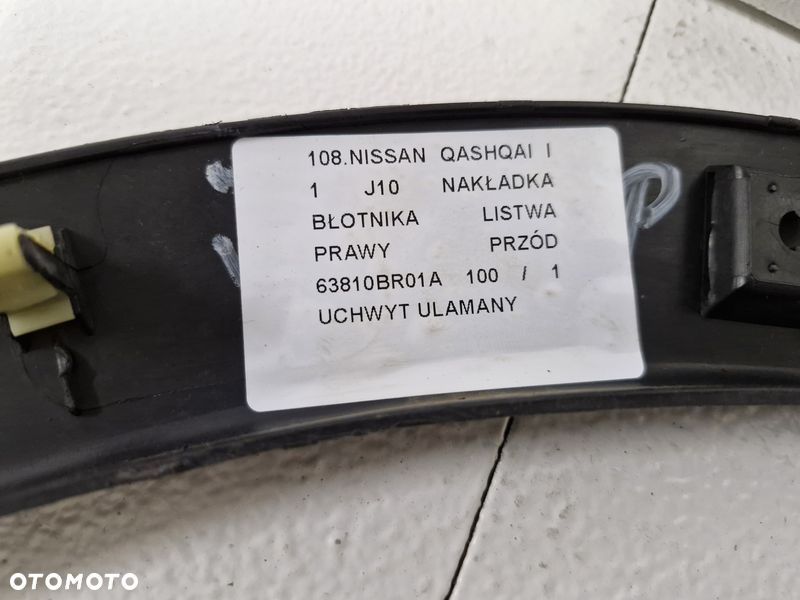 nissan qashqai i 1 j10 nakładka błotnika listwa prawy przód 63810br01a - 10