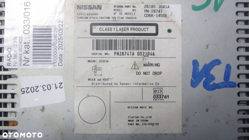 NISSAN X-TRAIL T32 RADIO CD 28185JG41A - 3