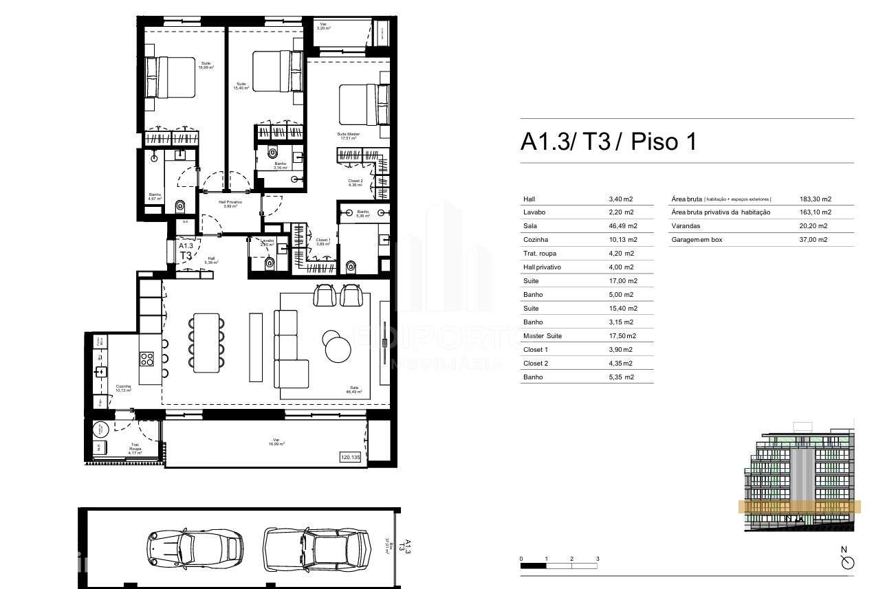 Apartamento T3 c/varanda e box para 2 carros em condomínio de luxo em - Grande imagem: 2/17