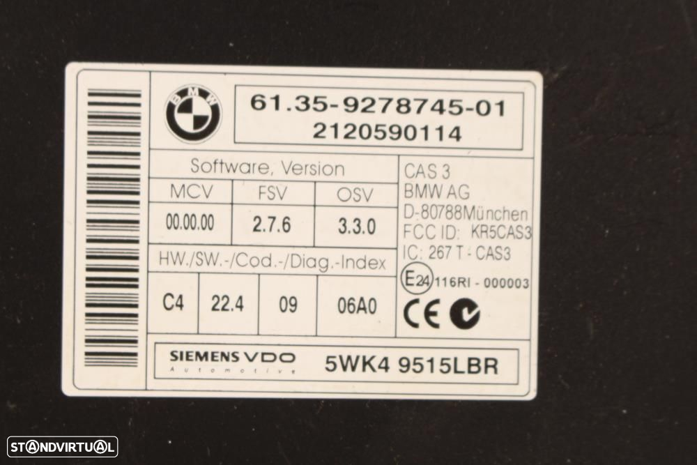 Módulo Eletrónico Bmw 1 Cabriolet (E88)  61359278745 / 9278745 / 5Wk49 - 7