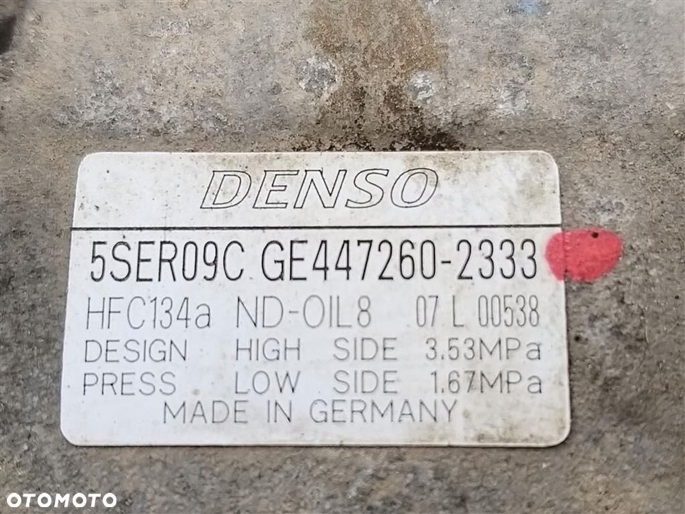 Sprężarka klimatyzacji Toyota Yaris II 1.4 D4D 90KM 05-2011 DENSO 5SER09C - 4