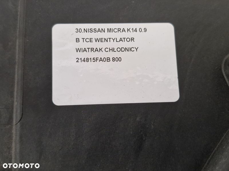 NISSAN MICRA K14 0.9 B TCE WENTYLATOR WIATRAK CHŁODNICY 214815FA0B - 7