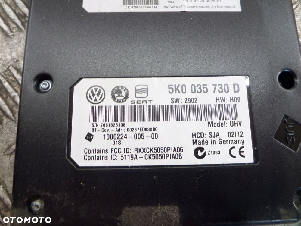moduł bluetooth vw golf vi passat b7 cc 5k0035730d - 4