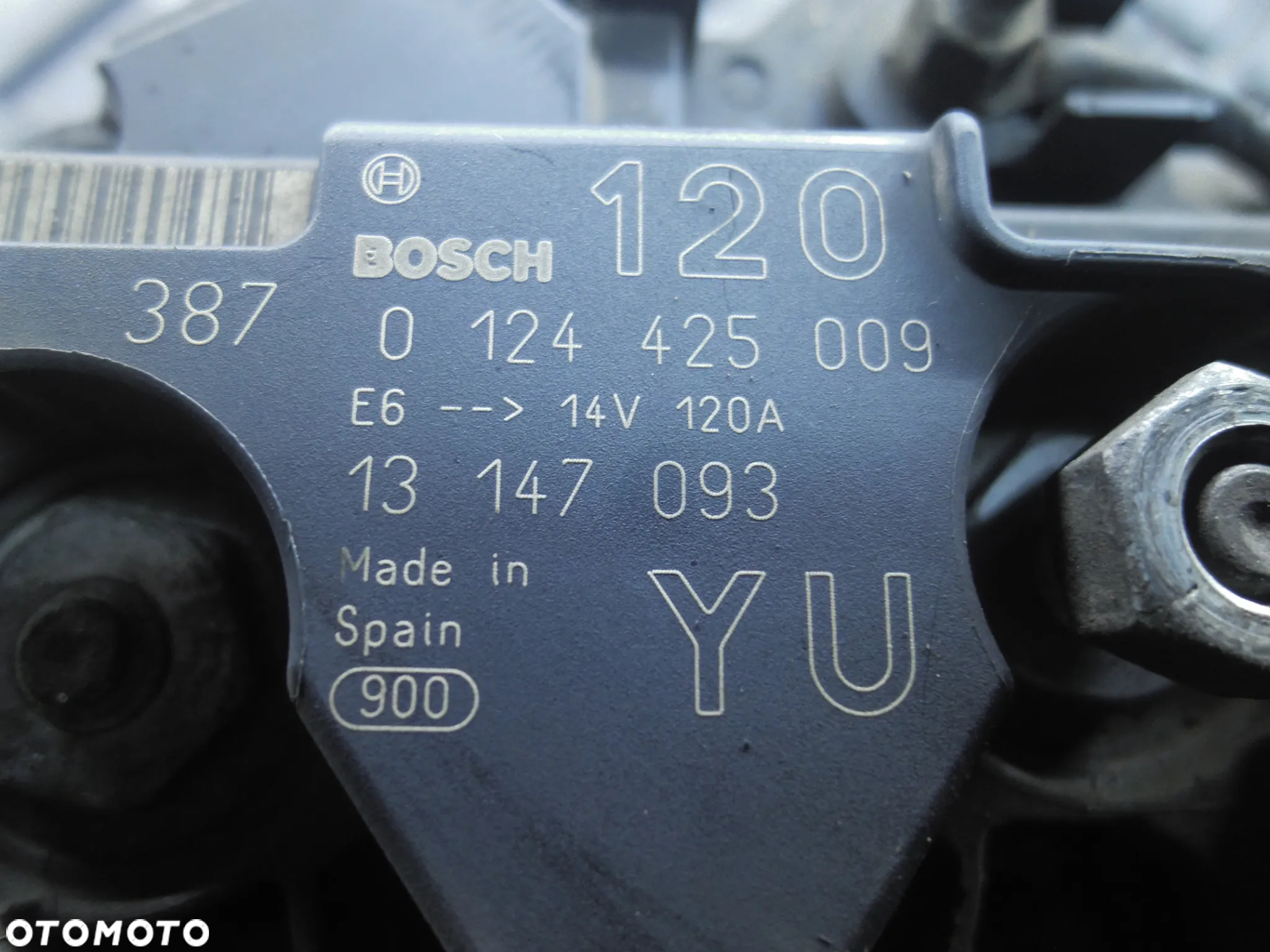 OPEL ASTRA VECTRA ZAFIRA ALTERNATOR BOSCH 0124425009 13147093 YU 120A ORYGINAŁ POSIADAM 2SZTBOSCH 0124425009 13147093 YU 120A ASTRA VECTRA ZAFIRA - 5