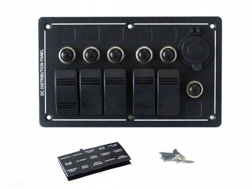Panel przełączników ALU, ON-OFFx5, 1xGZ, BA 3x5A 2x10A 1x15A drift off-road - 2