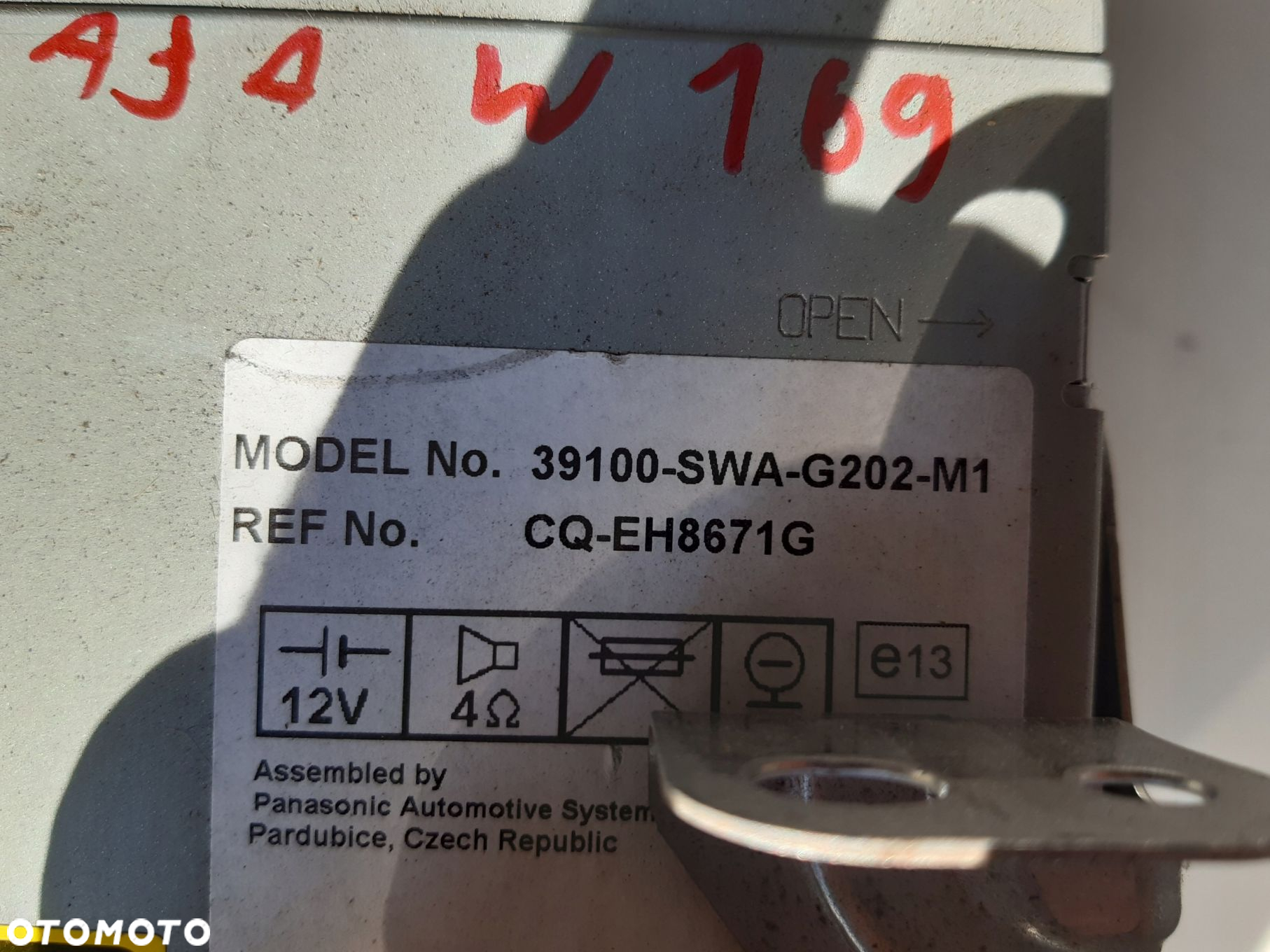 MERCEDES W169 RADIO CD MP3 39100-SWA-G202-M1 - 3