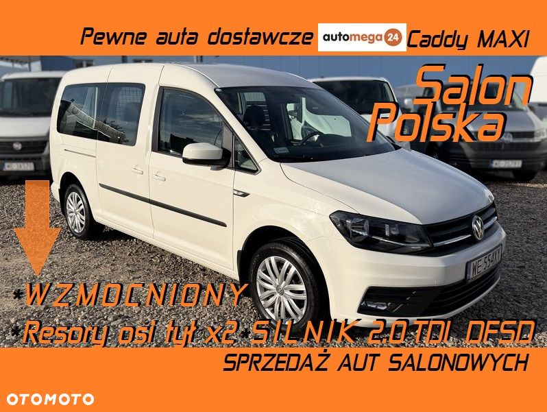 Volkswagen CADDY MAXI ORYGINAŁ KOMBI VAN MINIBUS 5 Osobowy 2x Boczne drzwi + tylne 2 skrzydłowe, Mocny 2.0TDI DFSD Euro6, Alarm, Czujniki cofania, Servotronic, Awaryjne ham.. ANB, Spec. wyciszenie, Bezwypadkowy pełen serwis ZADBANY ! Podwójne resory tylnej osi - WZMOCNIONE ZAWIESZENIE KOŁA 16' ! MODEL 2020 - 2