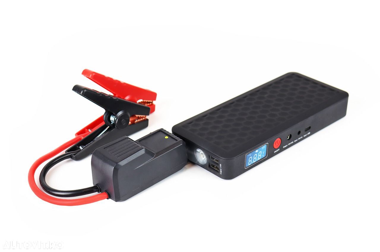 Baterie externa AMiO, mini robot pornire motor 12V si incarcator dispozitive electronice USB 5V, Jump Starter Auto - 1