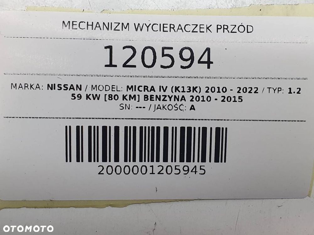 MECHANIZM SILNICZEK WYCIERACZEK PRZÓD PRZEDNI NISSAN MICRA K13 - 9