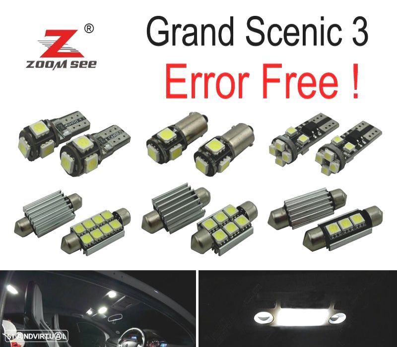 KIT COMPLETO DE 20 LÂMPADAS LED INTERIOR PARA 2009-2016 PARA RENAULT GRAND MODUS III 3 MK3 - 3