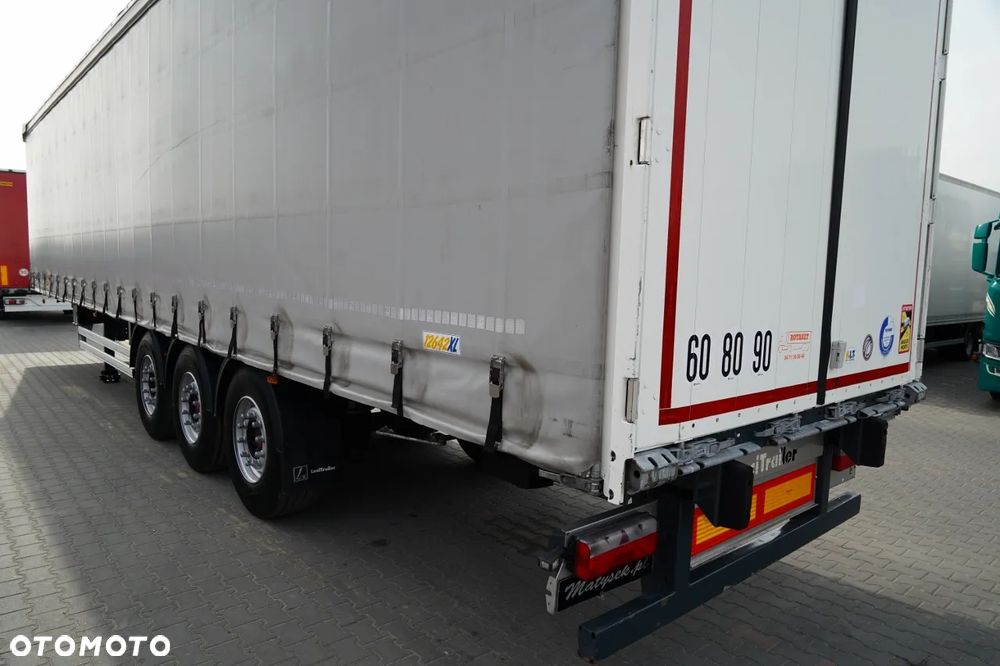 LeciTrailer FIRANKA / STANDARD / MOCNA PODŁOGA SZYNA DESKA / OŚ PODNOSZONA / OPONY 100%  / OSIE SAF - 13