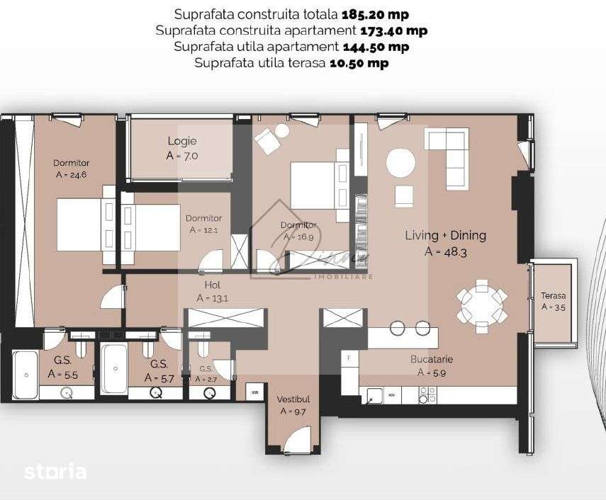 Apartament 4 camere CORTINA ELYSIUM I CESIUNE I COMISION 0% - Imagine principală: 2/6