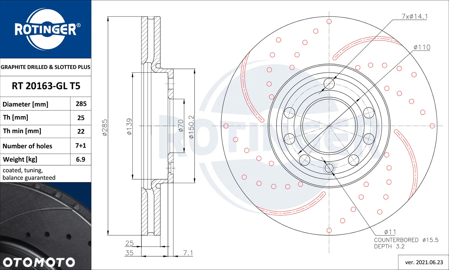 TARCZE ROTINGER VECTRA C SIGNUM 285mm Przód - 2