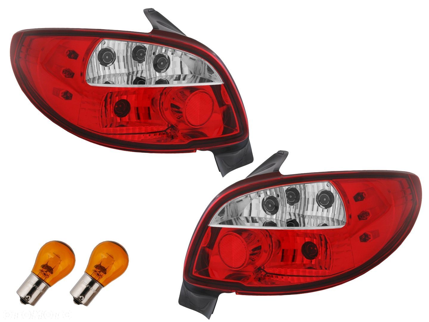 LAMPA TYL KPL PEUGEOT 206 1998- CLEAR RED TUNING - 1