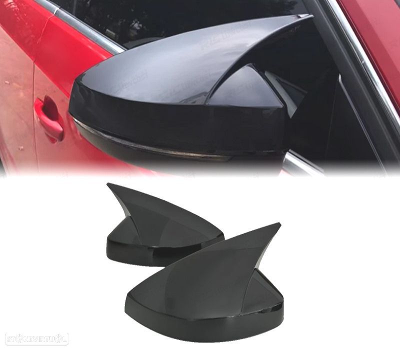 CAPAS DE ESPELHOS RETROVISORES AUDI A3 17-20 LOOK RS3 PRETO BRILHANTE - 1