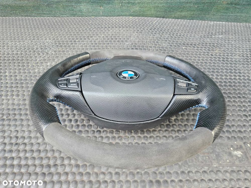 Kierownica Ścięta Trzy 3 Ramienna Pikowana Skóra Ancantara Multifunkcja Sterowanie AirBag Poduszka BMW 5 F10 F11 - 7
