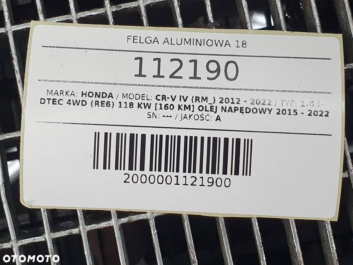FELGA ALUMINIOWA 18 5X114,3 ET 45 18 7J HONDA CR-V IV LIFT CZARNA - 12