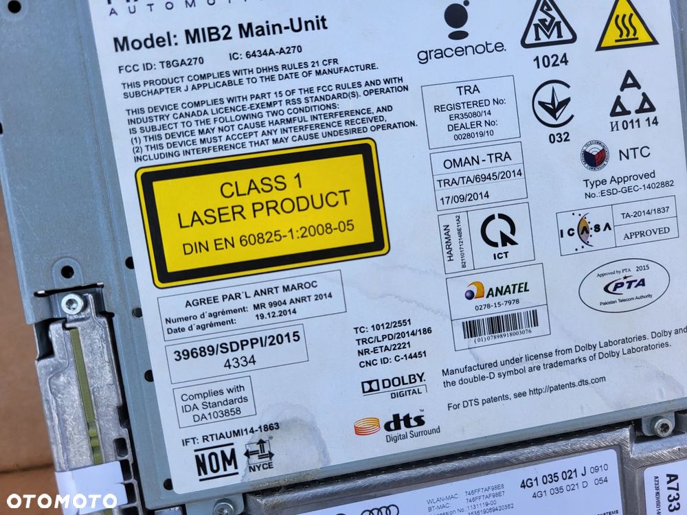 CZYTNIK MULTIMEDIA MIB2 AUDI 4G1035021J - 7