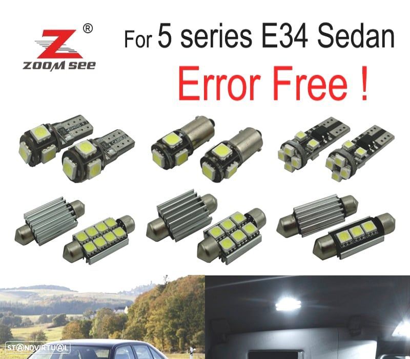KIT COMPLETO DE 19 LÂMPADAS LED INTERIOR BMW 5 SERIE E34 SALOON 518I 520I 524TD 525I 525IX 525TD 53 - 1
