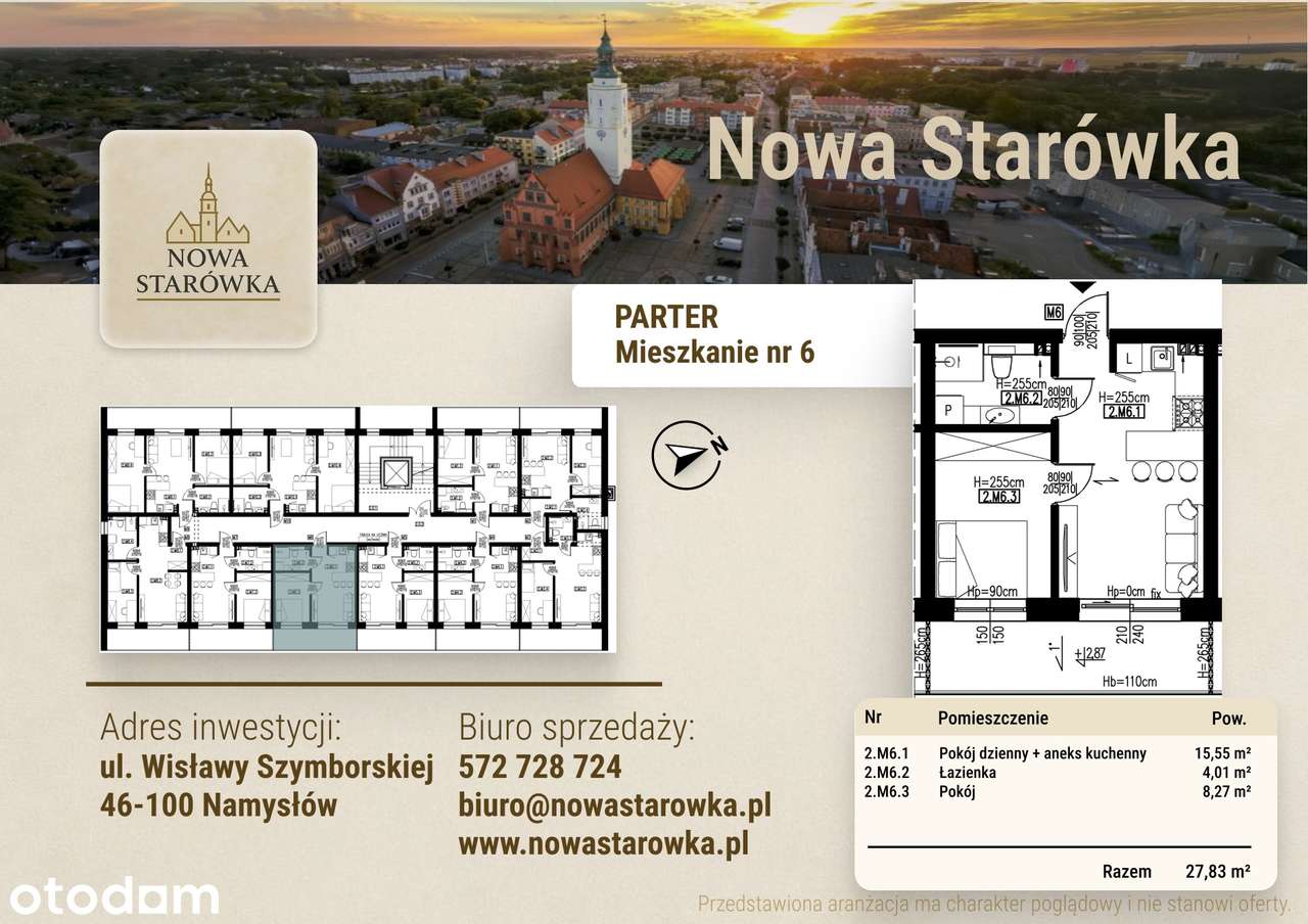 Mieszkanie 2 pokojowe o pow.27,83m2