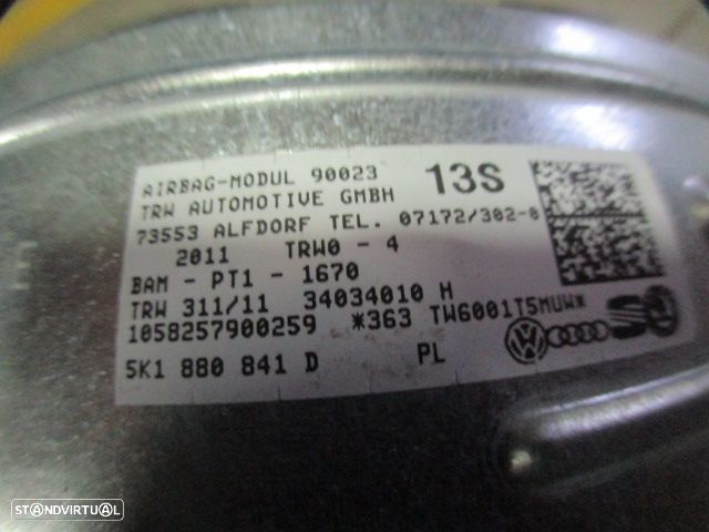 Kit Airbags 5K0880201P81U 5K0880204A 5K1880841D 5C0959655B 1K3857705AA 1K3857706AC 5K0959351  VW GOLF 6 2011 1.4I 80Cv 3P Preto PRETO - 15
