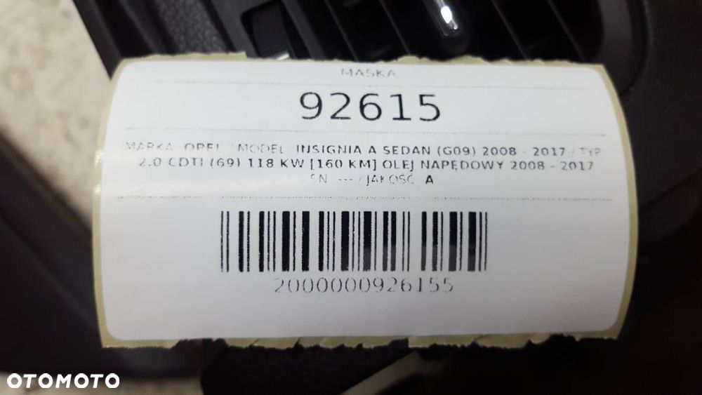 MASKA POKRYWA SILNIKA PRZÓD PRZEDNIA OPEL INSIGNIA A - 5