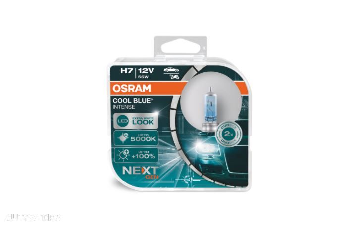 Becuri auto H7 12V 55W 12V PX26D Osram COOL BLUE INTENSE, Set 2 becuri efect Xenon 64212CBNHCB - 2