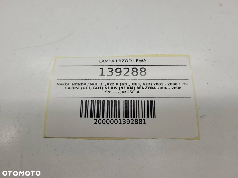 LAMPA PRZÓD LEWA HONDA JAZZ II EUROPA - 7