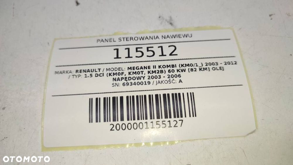 PANEL STEROWANIA NAWIEWU KLIMATYZACJI RENAULT MEGANE II 69340019 - 5