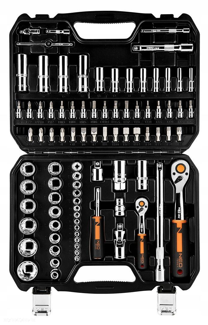 NEO ZESTAW KOMPLET NASADKI TORX KLUCZE NASADOWE 1/4 1/2 86el WALIZKA CrV - 3