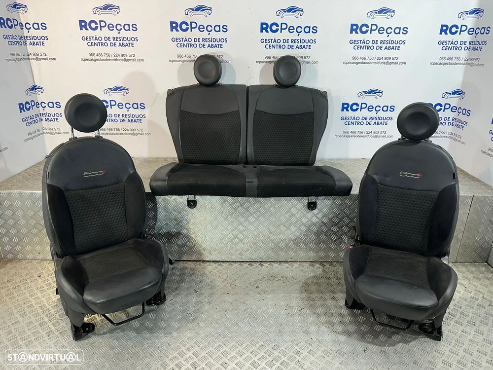 .Conjunto Bancos Pele Tecido Fiat 500 500S Sport 312 2007 - Presente - 1