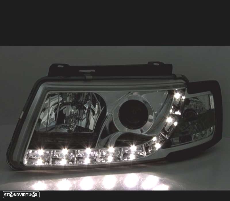 FARÓIS FRENTE LUZ DIURNA PARA VOLKSWAGEN VW PASSAT 3B FUNDO CROMADO - 3