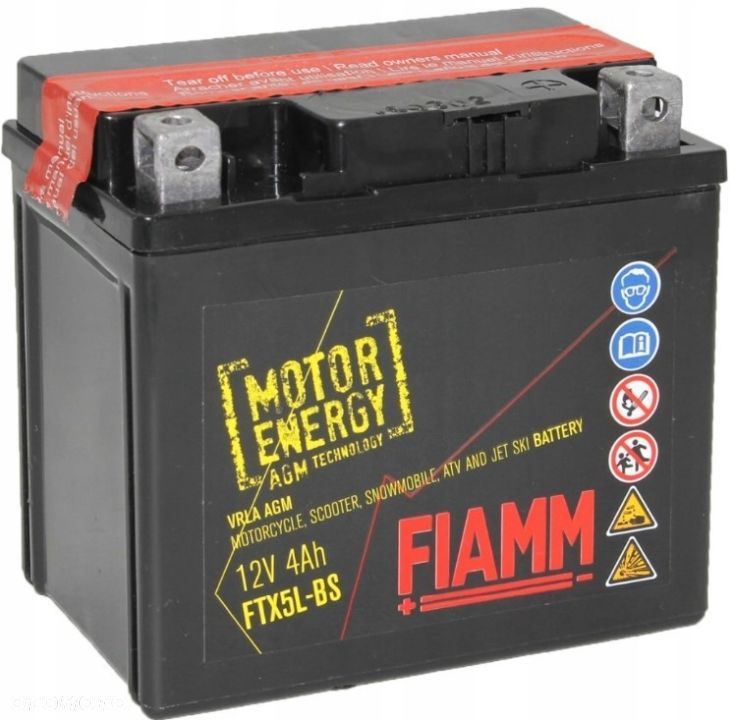 Akumulator Fiamm FTX5L-BS 12V 5Ah 60A P AGM - 1