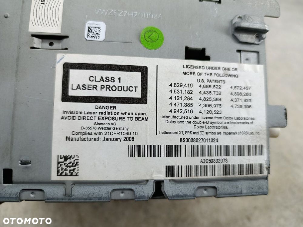 RADIO FABRYCZNE VW PASSAT B6 1T0035680A A2C53302073  SIEMENS - 6